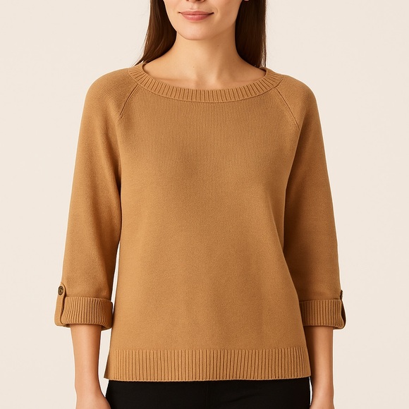 Karen Scott Sweaters - Karen Scott Plus Size 1X Camel Beige Tan Knit Sweater |Neutral Long Sleeve Top